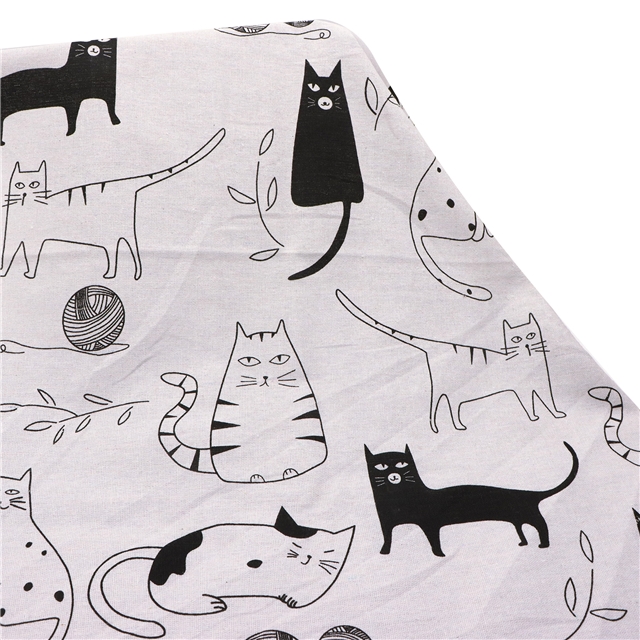cat series cotton and linen fabric printing