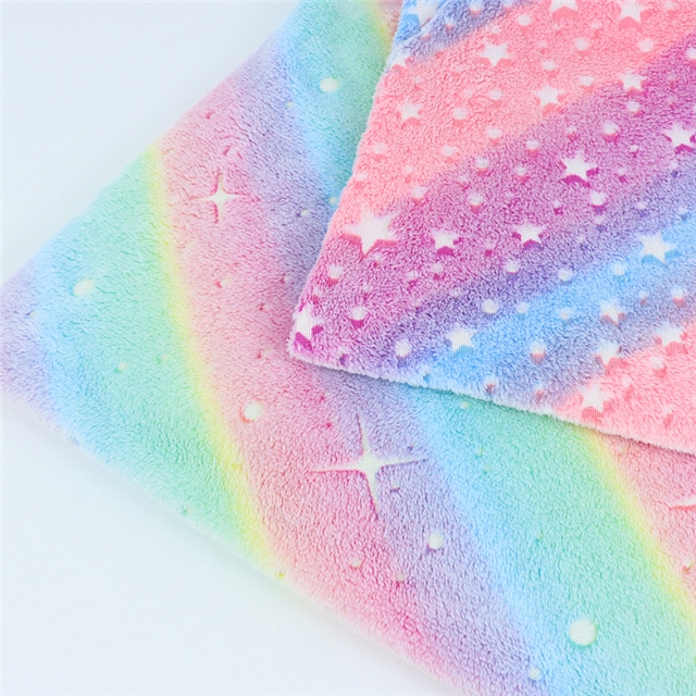 rainbow series printed glow in the dark velvet fabric