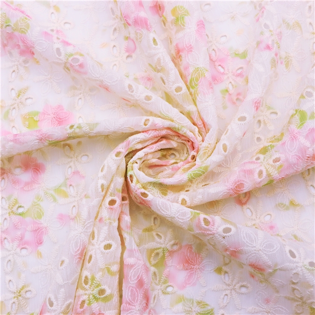 embroidered flower tie dye chiffon fabric