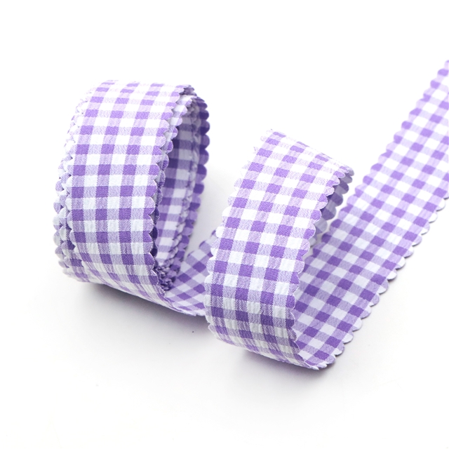 plain checkered woven tape tooth edge purple,2.5cm(1