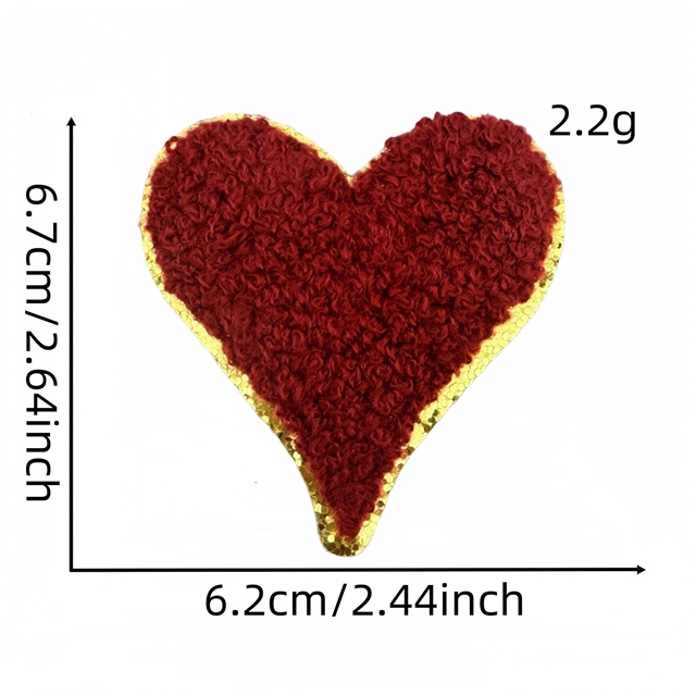 back with glue golden edge heart letters towel embroidery patch (back with glue)