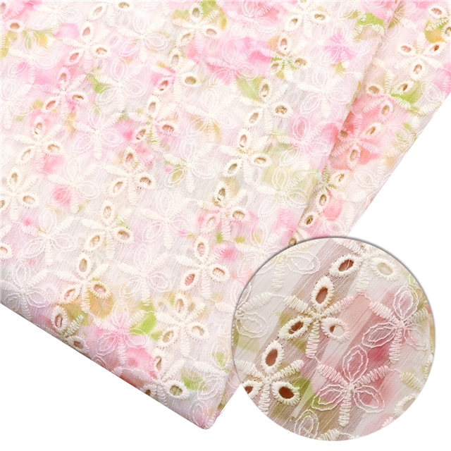 embroidered flower tie dye chiffon fabric