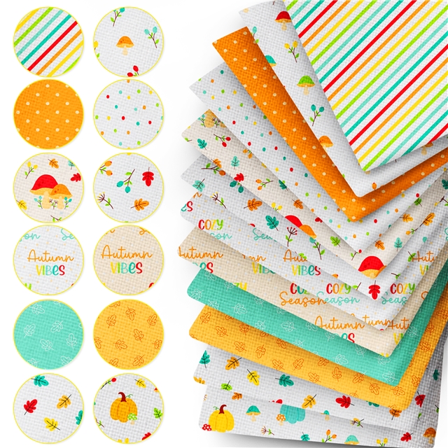 polyester cotton geometric leaf letters series polyester cotton fabric set (12 pcs/set) polyester cotton fabric,50*45cm(19.7*17.7