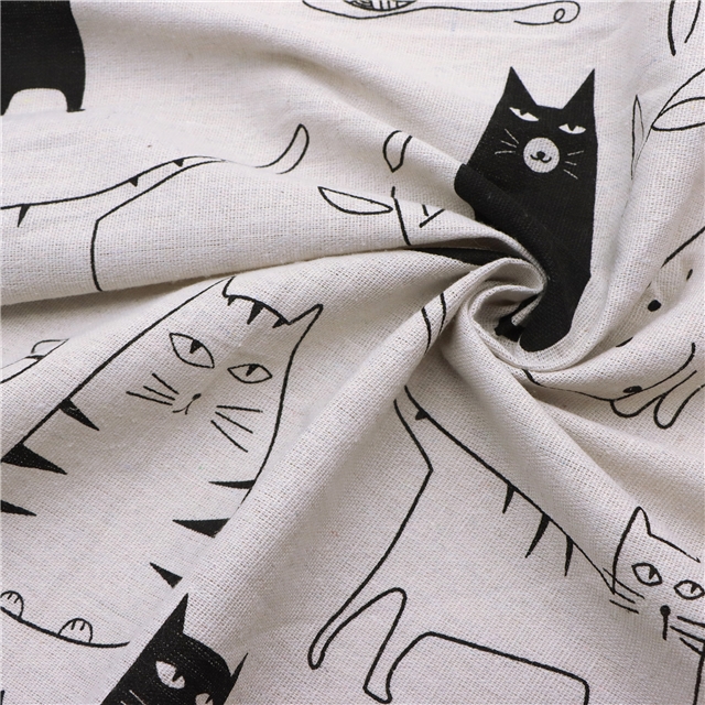 cat series cotton and linen fabric printing