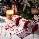 63mm christmas day flax line edged wired ribbon