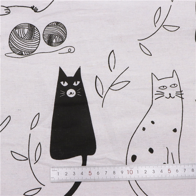 cat series cotton and linen fabric printing