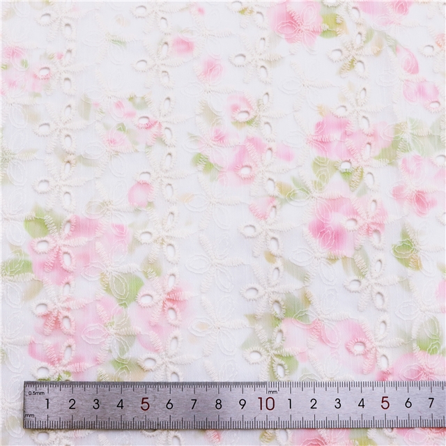embroidered flower tie dye chiffon fabric