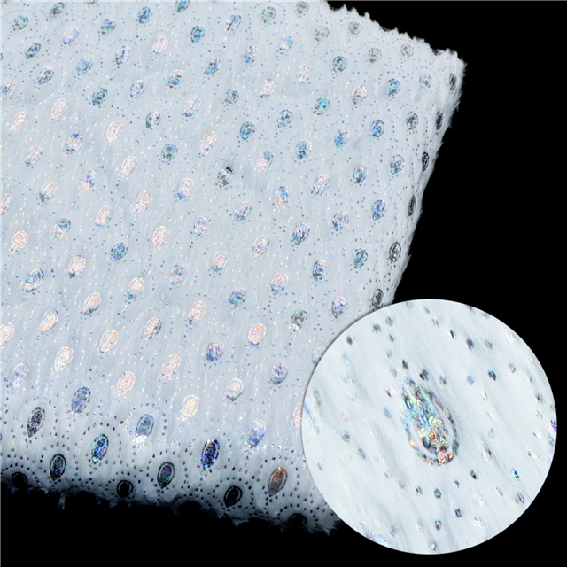 colorful laser hot silver droplet fish scale pattern PV velvet fabric
