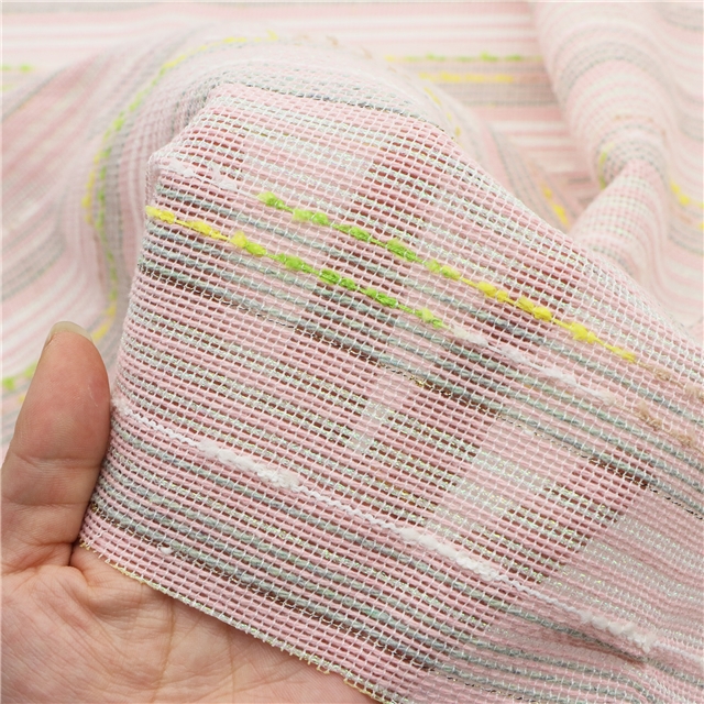 polyester colorful scallions stripe woolen woven small fragrant fabric