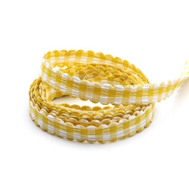 plain checkered woven tape tooth edge yellow,1cm(0.4