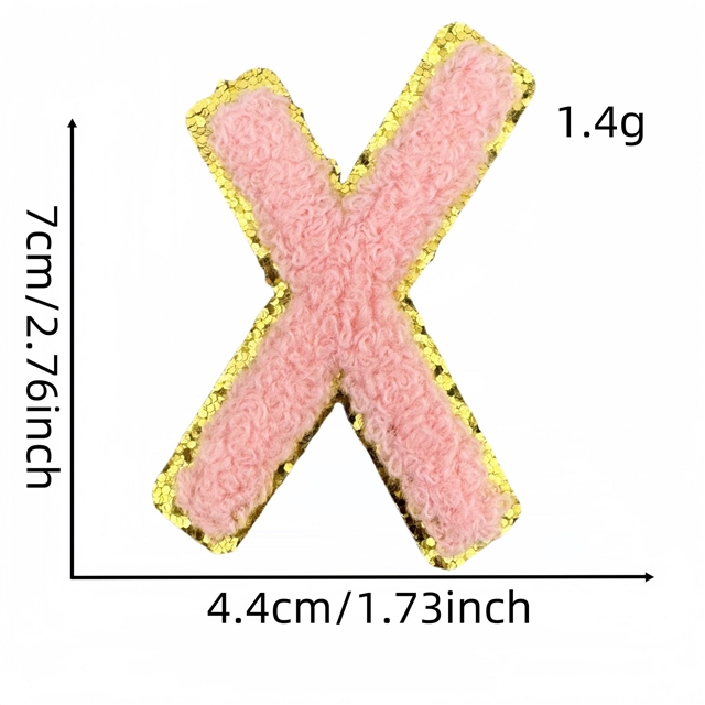 back with glue golden edge heart letters towel embroidery patch (back with glue)