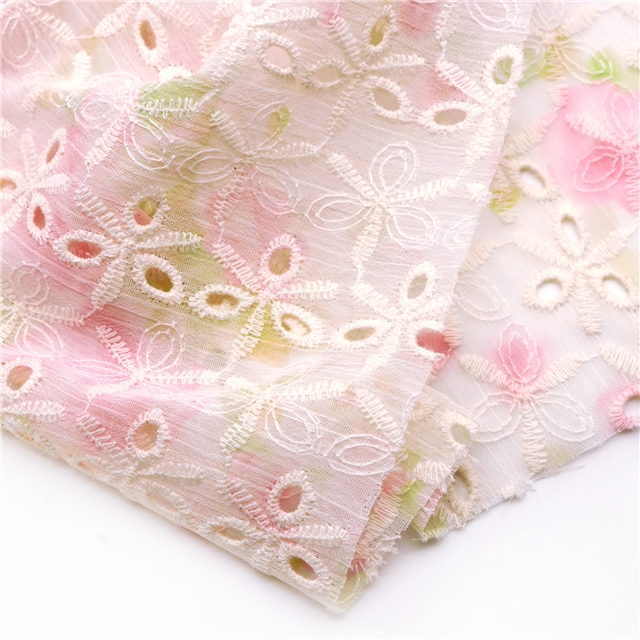 embroidered flower tie dye chiffon fabric