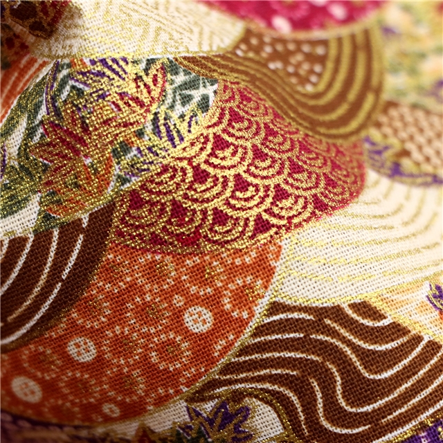 100% cotton japanese gold foil fan-shaped fish scale pattern cotton fabric 1#coffee,50*145cm(19.7*57.1