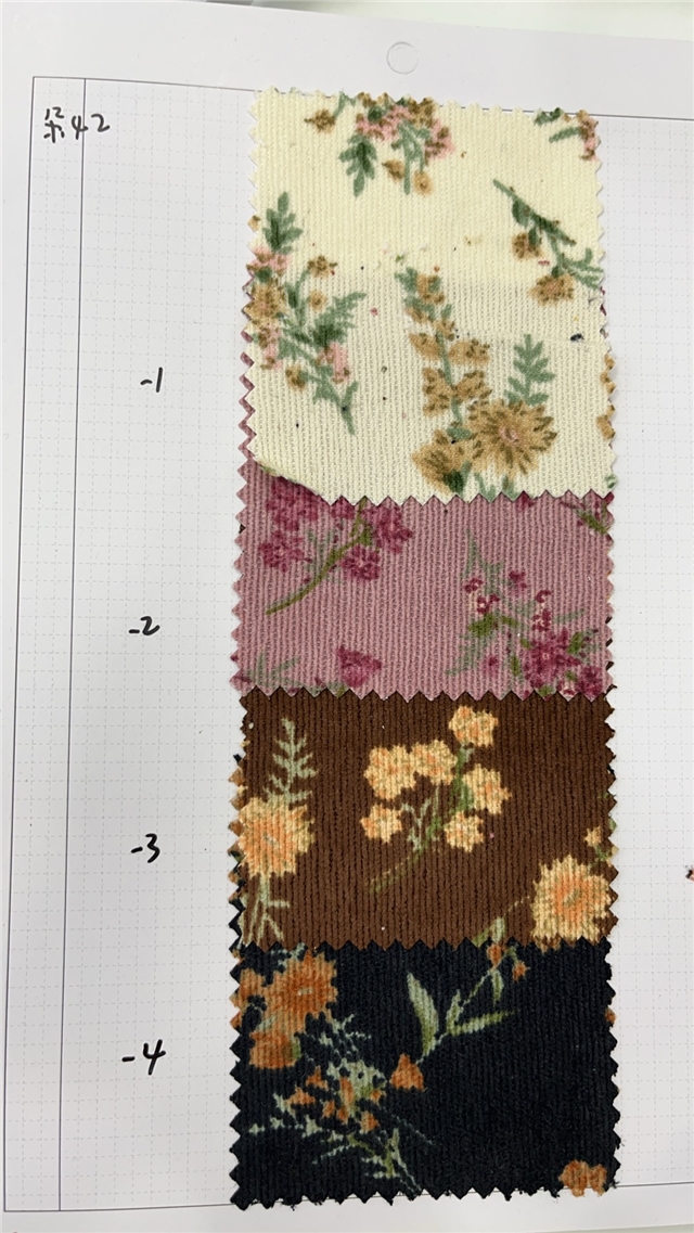 floral printed corduroy fabric