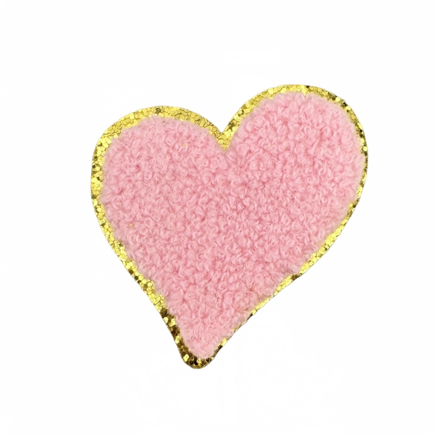 back with glue golden edge heart letters towel embroidery patch (back with glue)