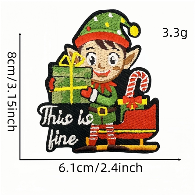 santa claus embroidery fabric sticker, ironing adhesive backing