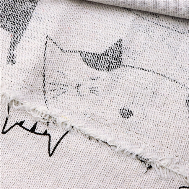 cat series cotton and linen fabric printing