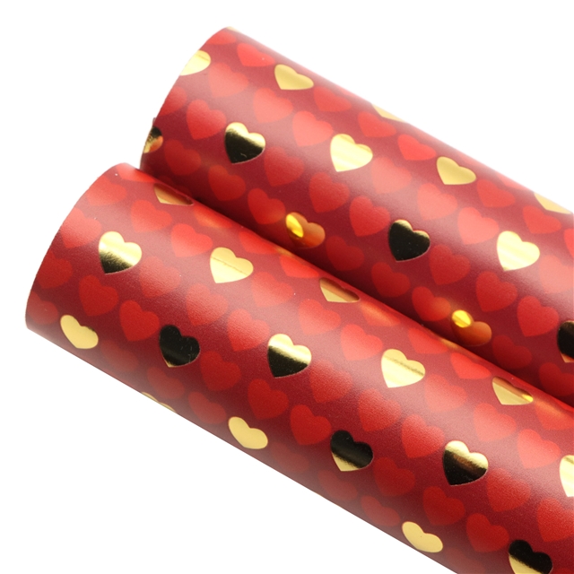 self printed gold foil faux leather fabric