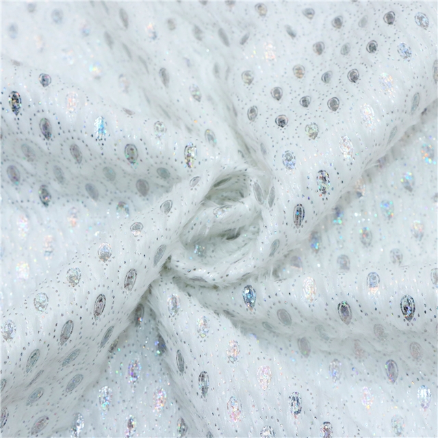 colorful laser hot silver droplet fish scale pattern PV velvet fabric