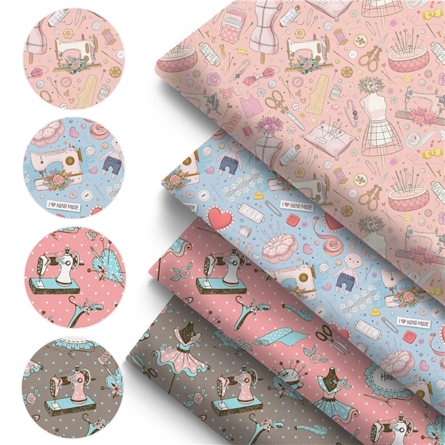 polyester cotton sewing tools series polyester cotton fabric set (4 pcs/set)