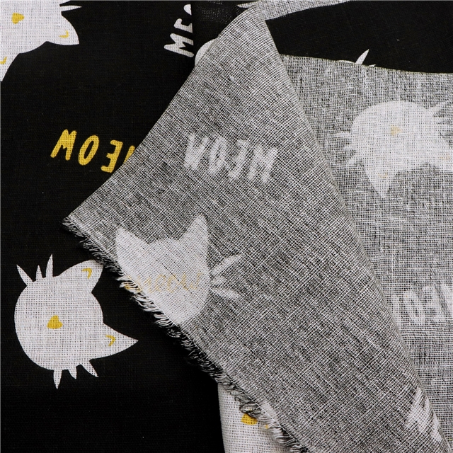 cat series cotton and linen fabric printing