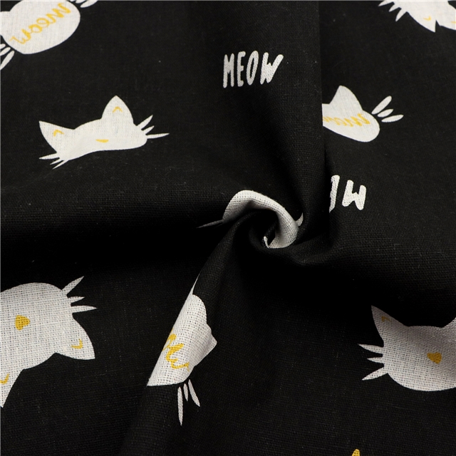cat series cotton and linen fabric printing