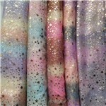 color gradient hot stamping dot pentagram mesh fabric