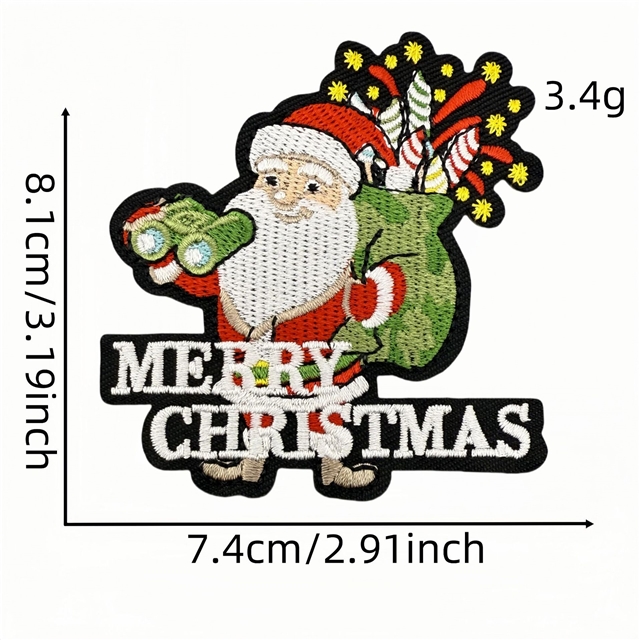 santa claus embroidery fabric sticker, ironing adhesive backing