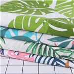 small fresh leaf printed cotton and linen fabric