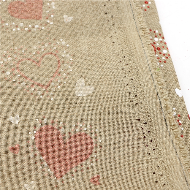 heart glitter ink printed imitation linen fabric