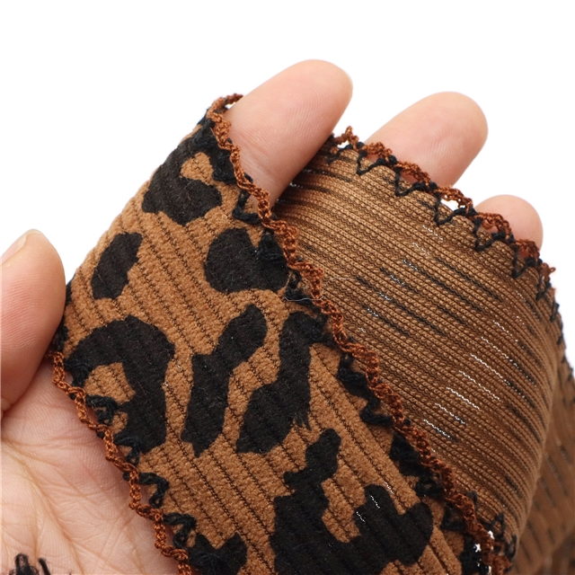 leopard corduroy double layer two-color hook ribbon