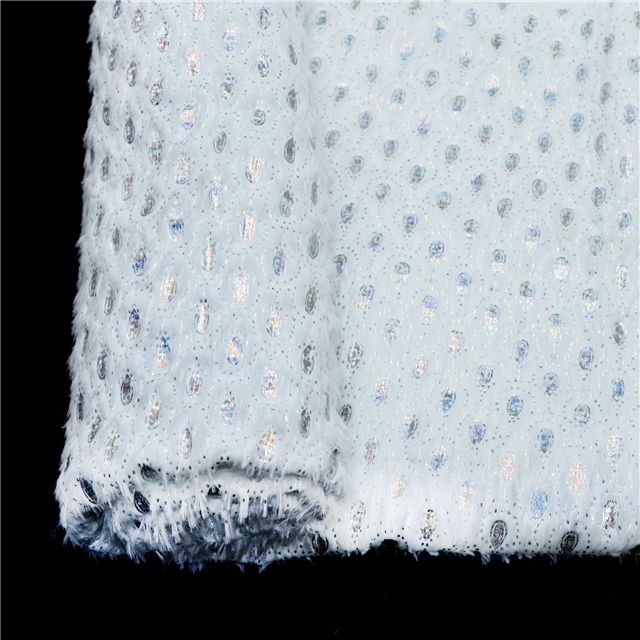 colorful laser hot silver droplet fish scale pattern PV velvet fabric
