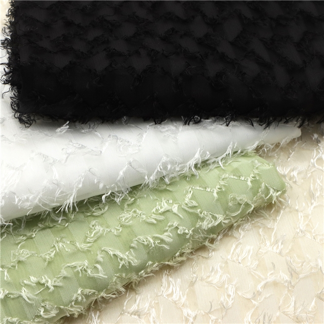 plain tassel cut chiffon fabric