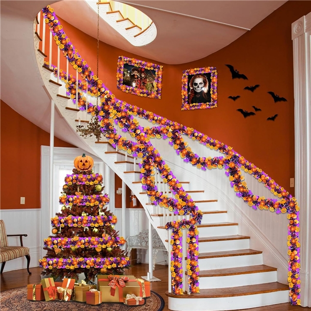 length: 2m pet halloween pumpkin floral decorative strips
