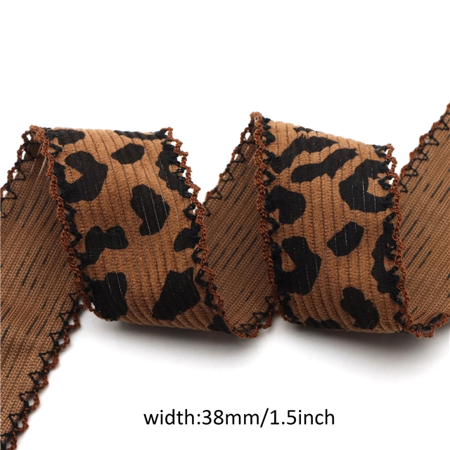 leopard corduroy double layer two-color hook ribbon