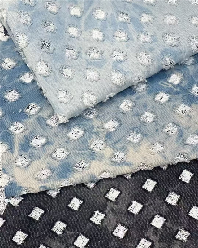 punched ripped hole denim fabric