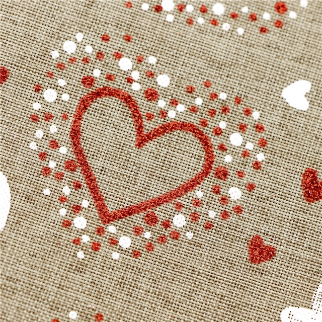 heart glitter ink printed imitation linen fabric