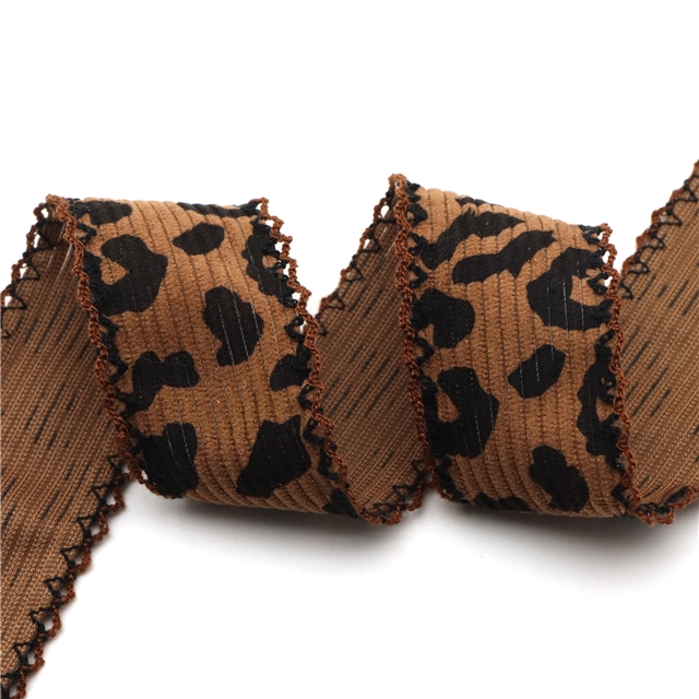 leopard corduroy double layer two-color hook ribbon