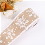 63mm christmas snowflake raw edge wired ribbon (5 yards/roll)