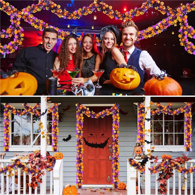 length: 2m pet halloween pumpkin floral decorative strips