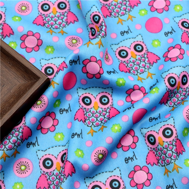 2 ways flower owl knit fabric