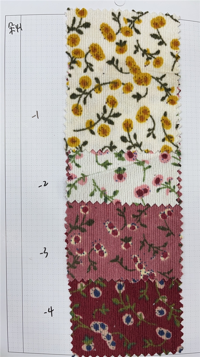 flower printed corduroy fabric