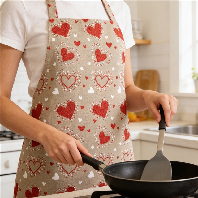 heart glitter ink printed imitation linen fabric