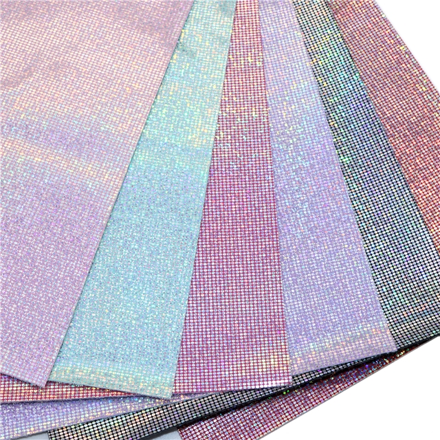 synthetic leather colorful laser hot silver mosaic faux leather 