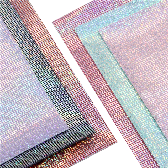 synthetic leather colorful laser hot silver mosaic faux leather 
