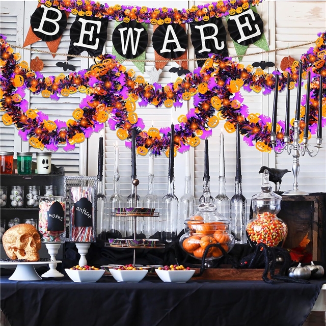 length: 2m pet halloween pumpkin floral decorative strips