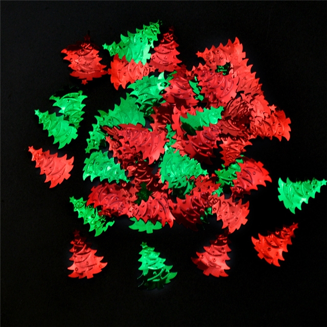plastic mixed red and green christmas tree circular glitter packaging filling material