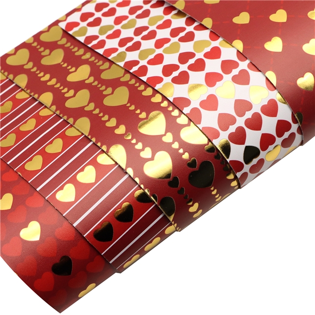 self printed gold foil faux leather fabric