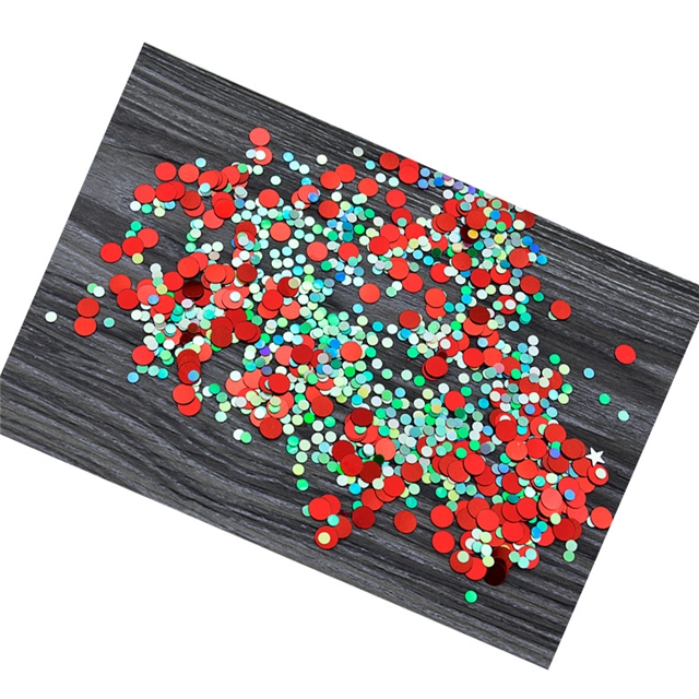 plastic mixed red and green christmas tree circular glitter packaging filling material
