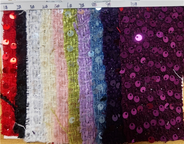 100% polyester round sequin woolen bright silk woven small fragrant fabric